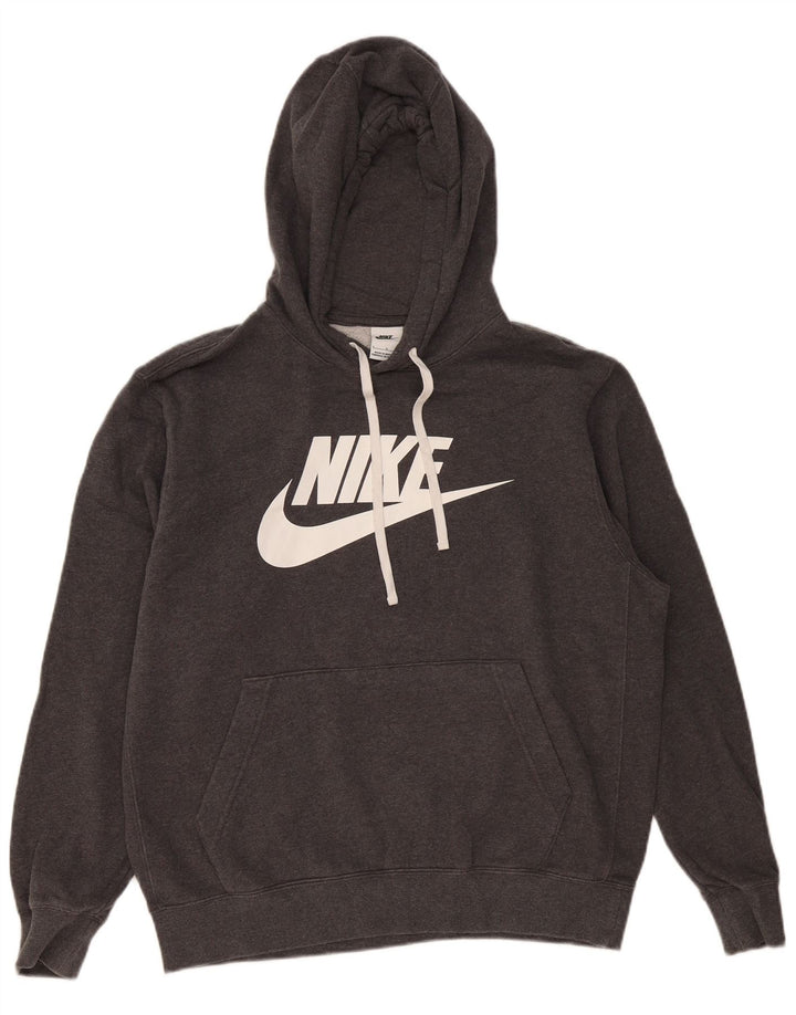 Nike Mens Graphic Hoodie Jumper Large Grey Cotton
