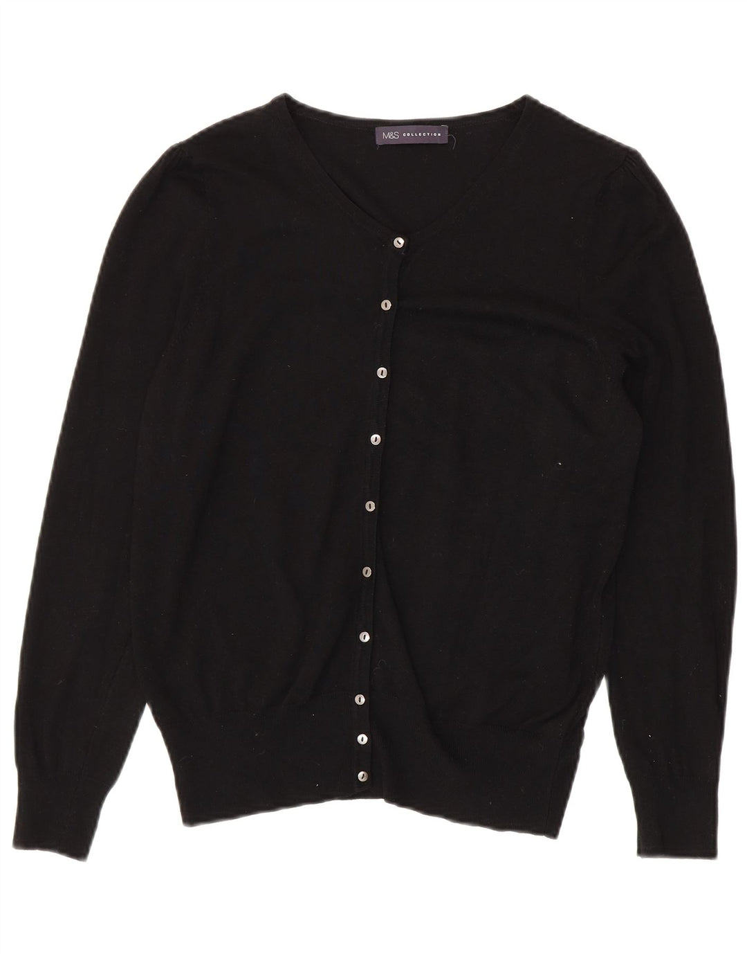 Marks & Spencer Womens Cardigan Sweater UK 16 Large Black Viscose