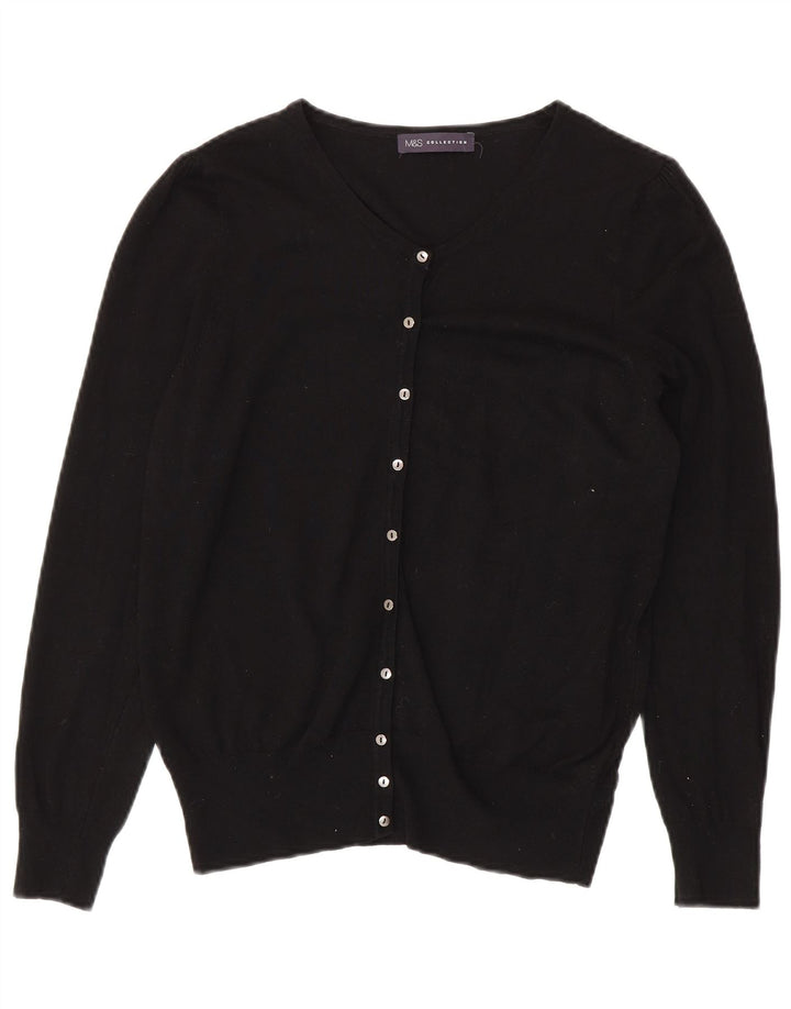Marks & Spencer Womens Cardigan Sweater UK 16 Large Black Viscose