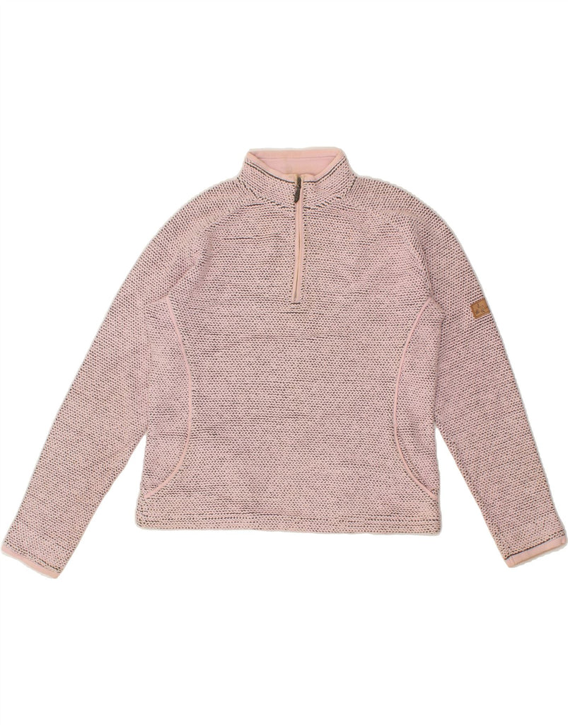 WEIRD FISH Womens Zip Neck Sweatshirt Jumper UK 14 Medium Pink Cotton Vintage Weird Fish and Second-Hand Weird Fish from Messina Hembry 