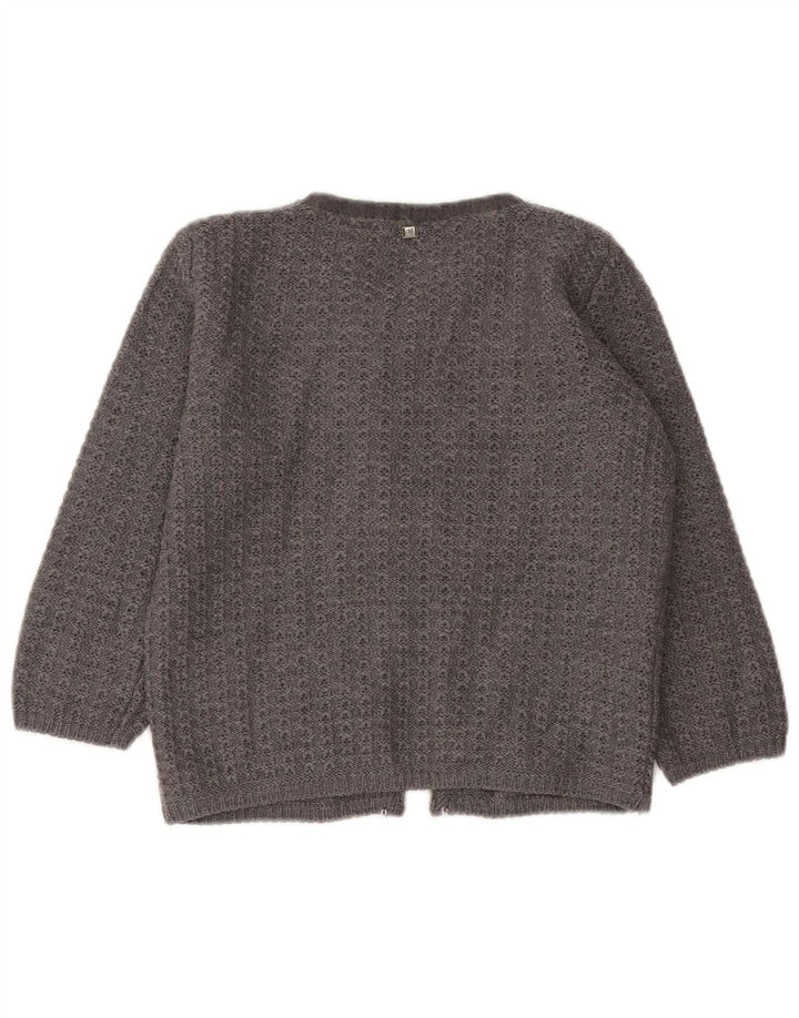 Trussardi Jeans Womens 3/4 Sleeve Crop Cardigan Sweater UK 12 Medium Grey