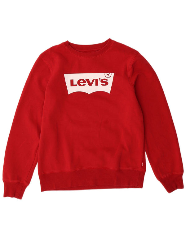 LEVI'S Boys Graphic Sweatshirt Jumper 13-14 Years Red Cotton