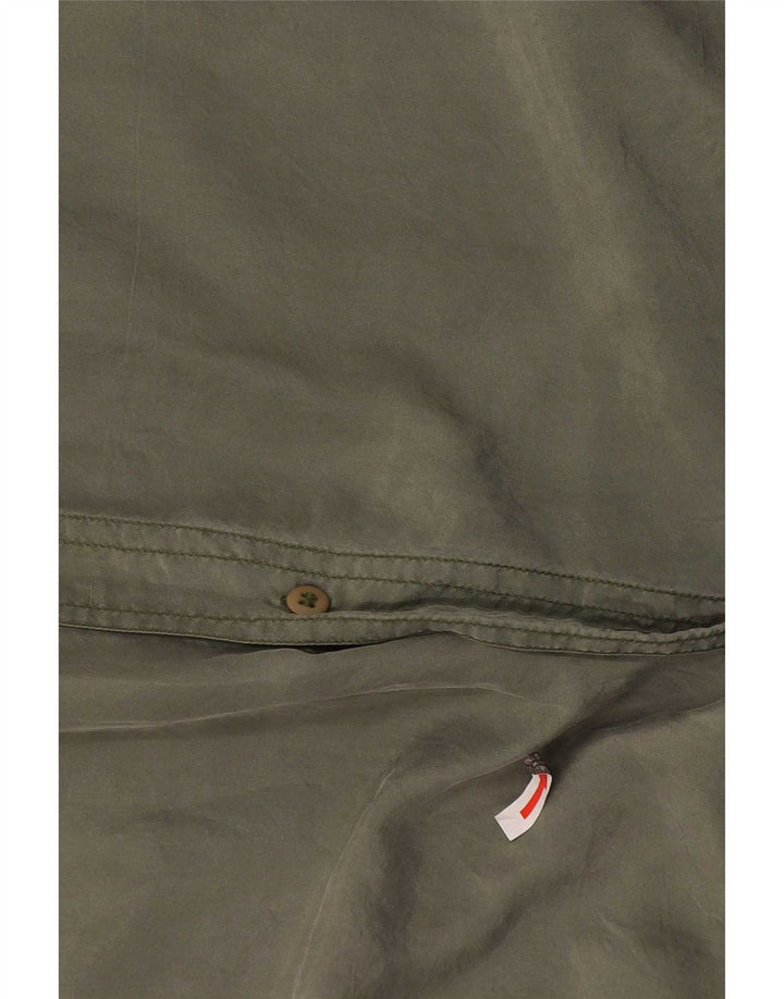 Bogari Mens Short Sleeve Shirt Medium Khaki Silk
