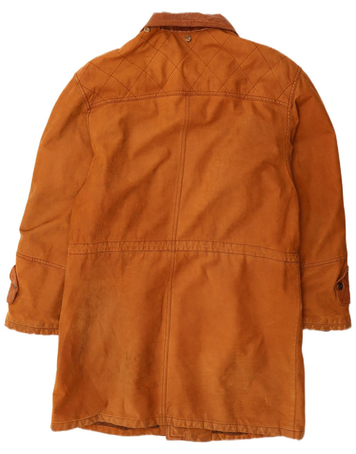 VINTAGE Mens Leather Coat IT 50 Large Brown Leather
