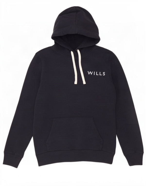 Jack Wills Womens Graphic Hoodie Jumper UK 10 Small Navy Blue Cotton