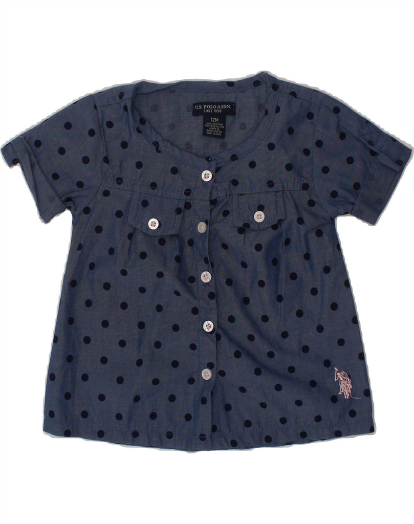 U.S. POLO ASSN. Baby Girls Shirt 9-12 Months Navy Blue Polka Dot Vintage U.S. Polo Assn. and Second-Hand U.S. Polo Assn. from Messina Hembry 