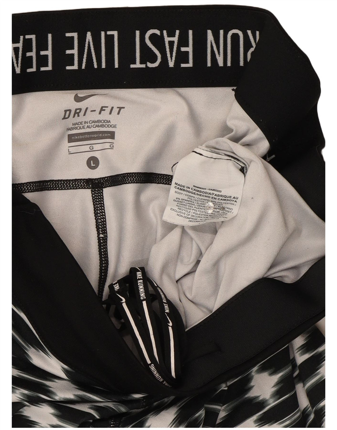 Nike Womens Dri Fit Leggings Large  Black Geometric Polyester