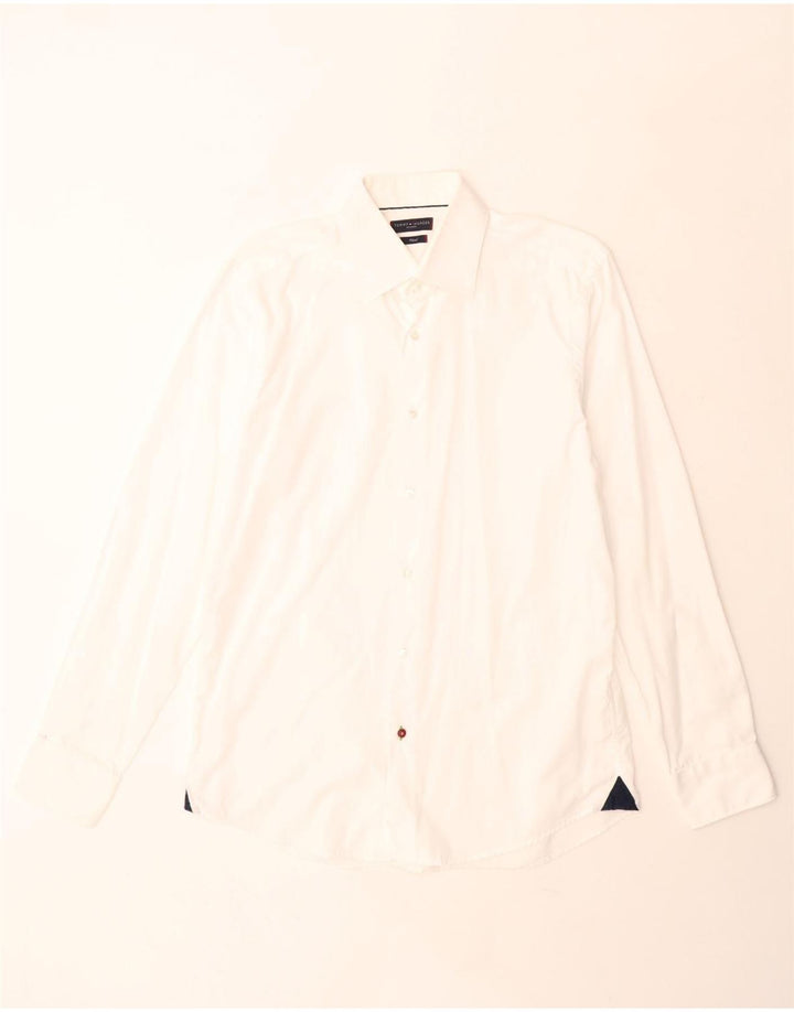 Tommy Hilfiger Mens Tailored Fitted Shirt Medium White Cotton