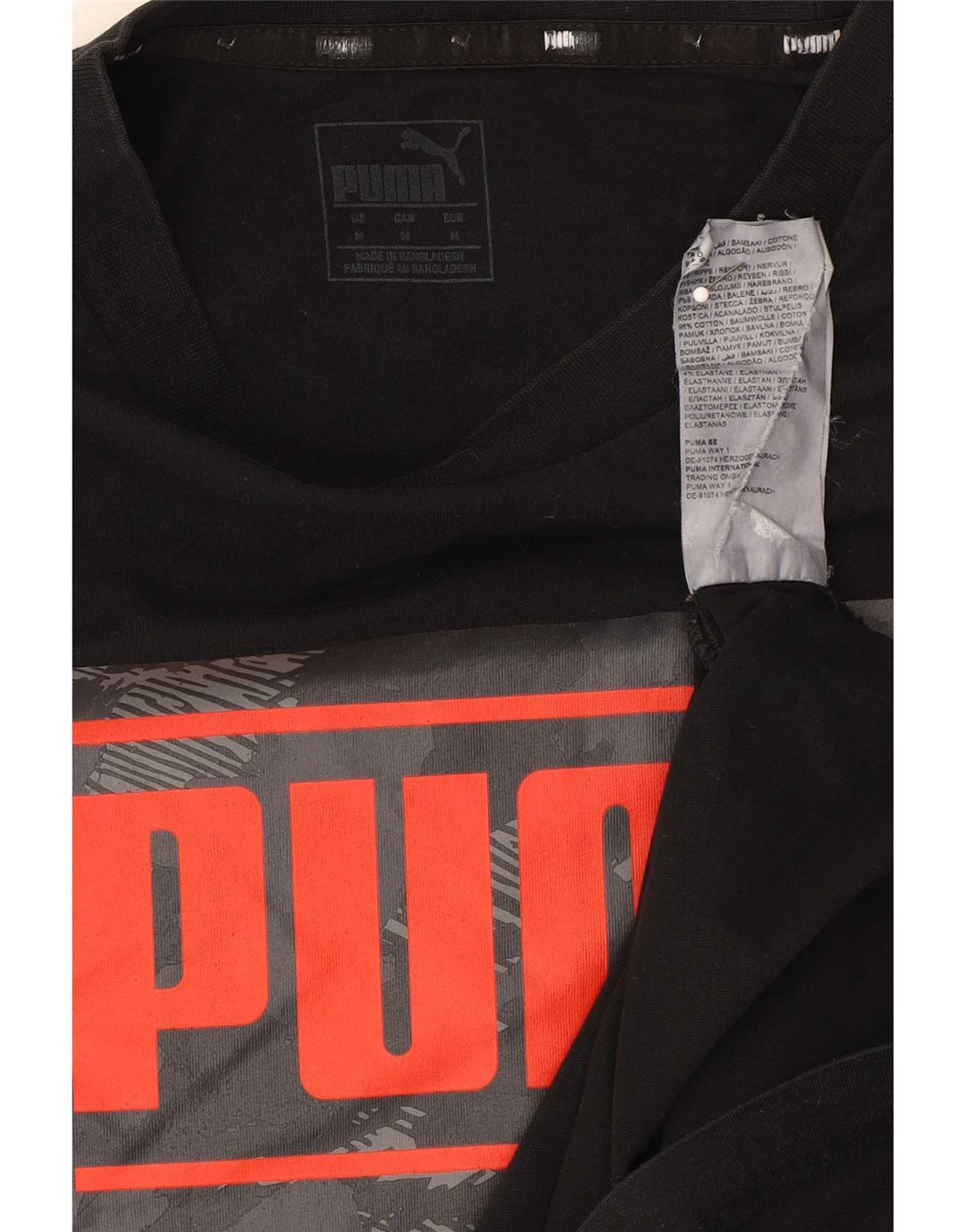 Puma Mens Graphic T-Shirt Top Medium Black Cotton