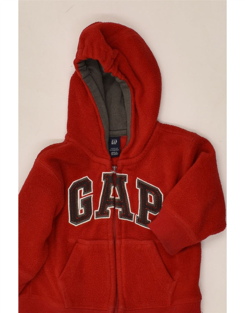 GAP Baby Boys Graphic Fleece Zip Hoodie Sweater 6-9 Months Red Polyester | Vintage Gap | Thrift | Second-Hand Gap | Used Clothing | Messina Hembry 