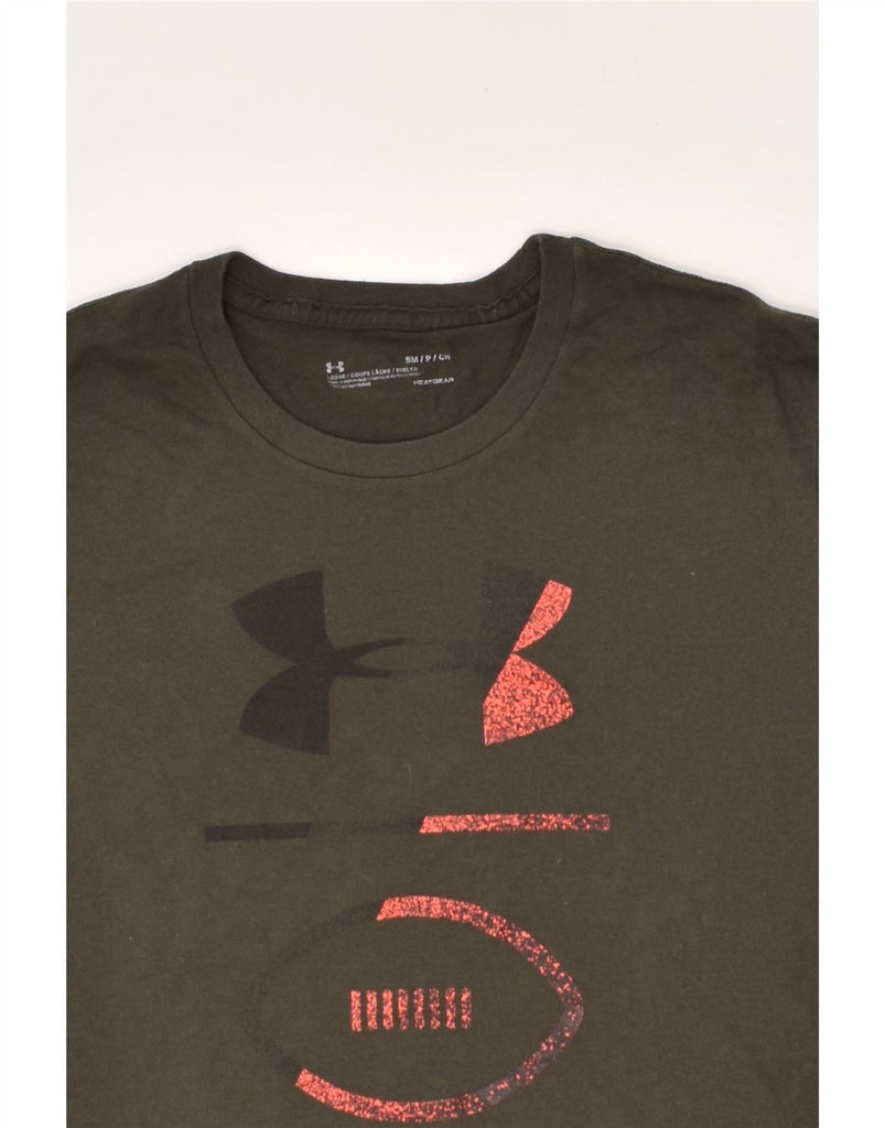 UNDER ARMOUR Mens Graphic T-Shirt Top Small Khaki Cotton | Vintage Under Armour | Thrift | Second-Hand Under Armour | Used Clothing | Messina Hembry 