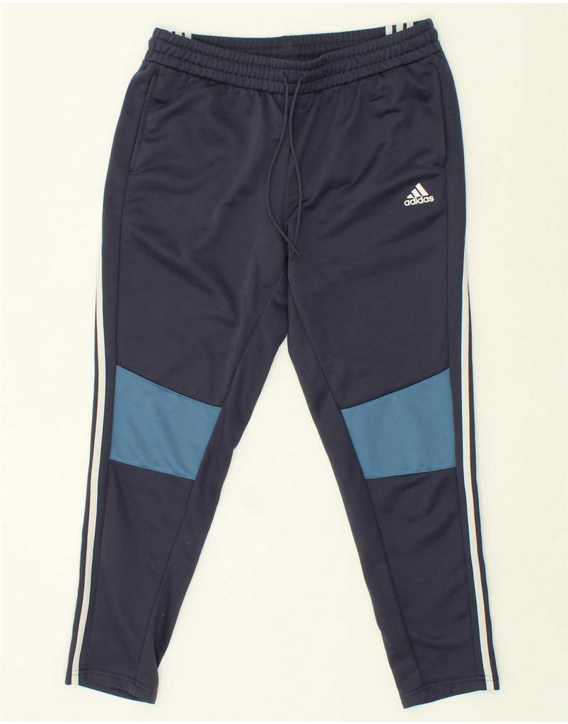 ADIDAS Womens Tracksuit Trousers UK 16/18 Large Navy Blue Colourblock Vintage Adidas and Second-Hand Adidas from Messina Hembry 