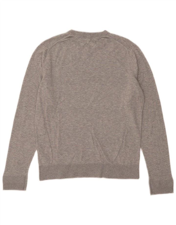 Tommy Hilfiger Womens Crew Neck Jumper Sweater UK 12 Medium Grey Cotton