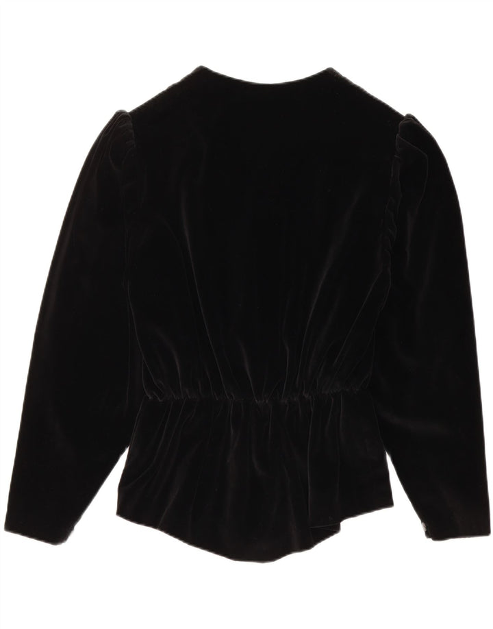 Vintage Womens 3 Button Velvet Blazer Jacket UK 14 Medium Black