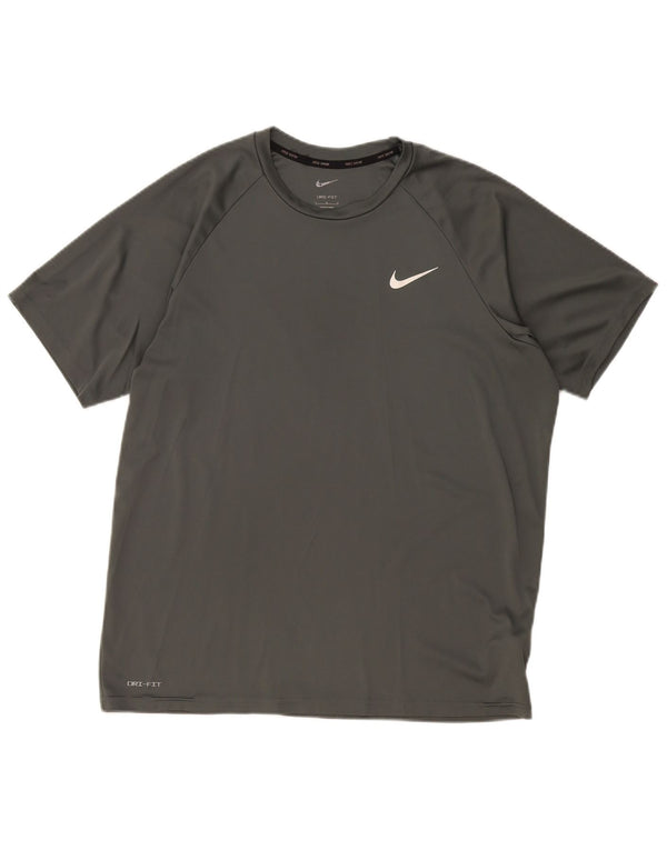 Nike Mens Dri Fit T-Shirt Top Large Grey Polyester