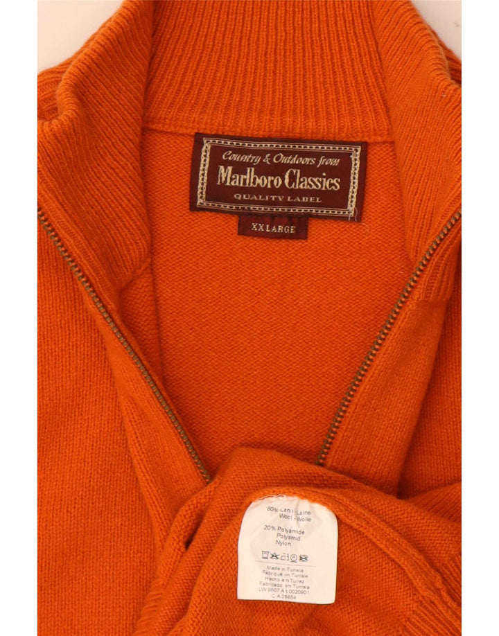 Marlboro Classics Mens Zip Neck Jumper Sweater 2XL Orange Wool