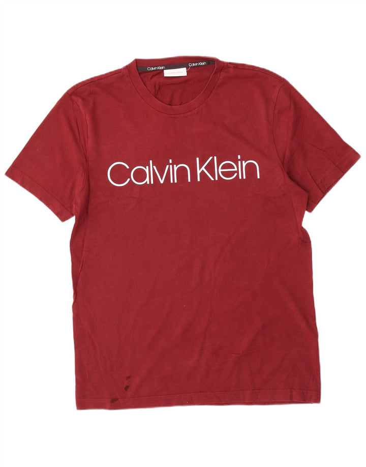 Calvin Klein Mens Graphic T-Shirt Top Medium Red Cotton