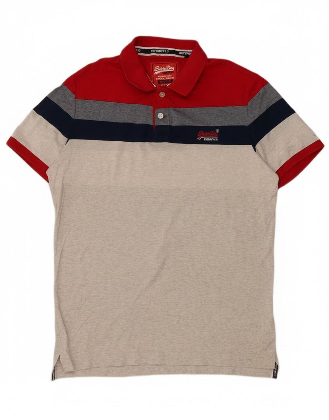 Superdry Mens Polo Shirt XL Multicoloured Colourblock Cotton