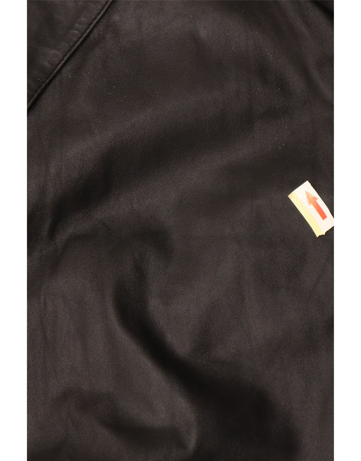 Mens Leather Coat EU 50 Large Black Leather