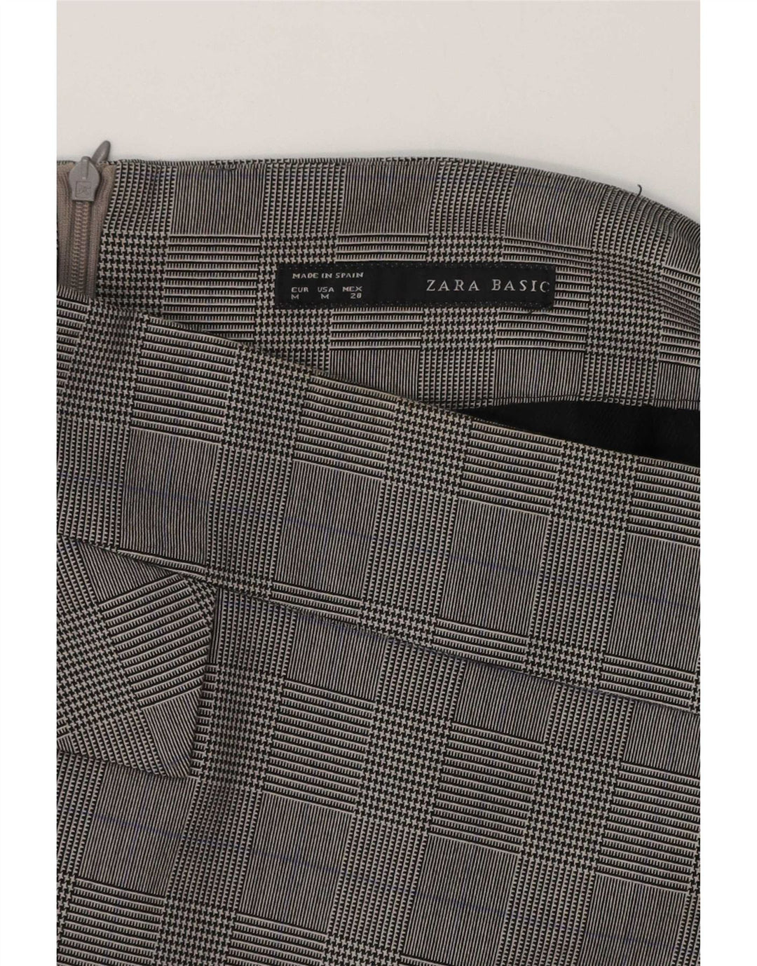 Zara Womens Midi Pencil Skirt Medium W30 Grey Check