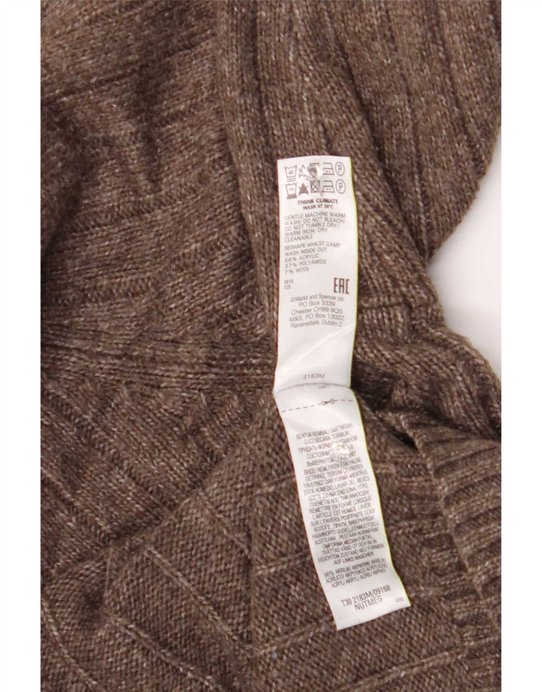Marks & Spencer Mens Roll Neck Jumper Sweater 2XL Brown Acrylic