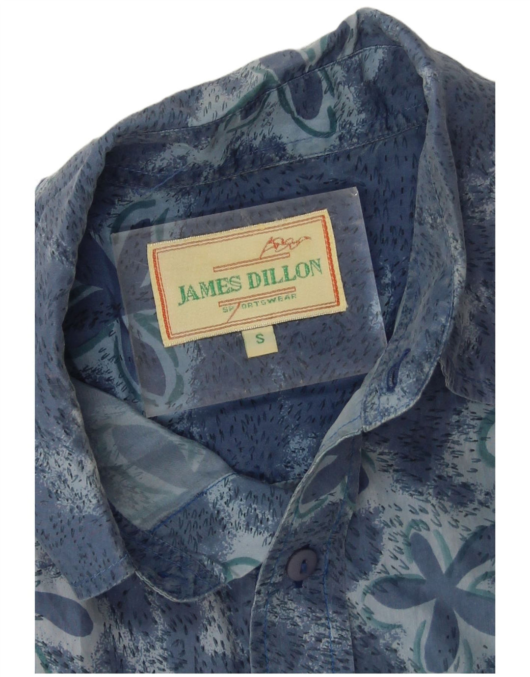 James Dillon Mens Short Sleeve Shirt Small Blue Floral Silk