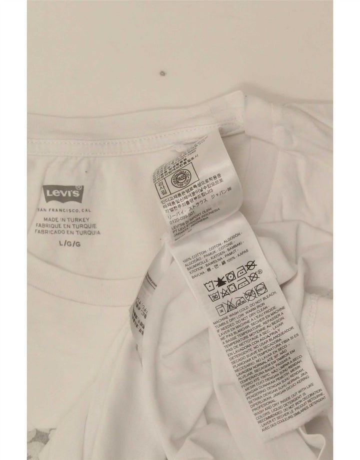 Levi's Womens Graphic T-Shirt Top UK 16 Large White Cotton
