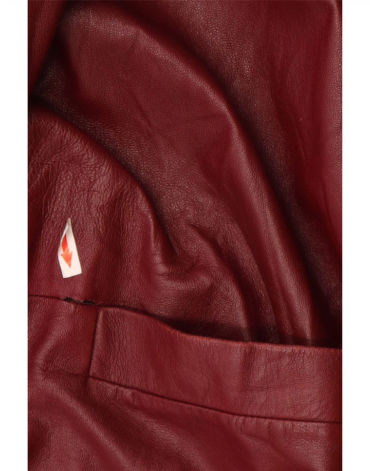 Vintage Womens Leather Coat IT 46 Large Burgundy Leather