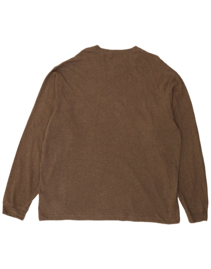 EDDIE BAUER Mens Tall Top Long Sleeve XL Brown Colourblock Cotton