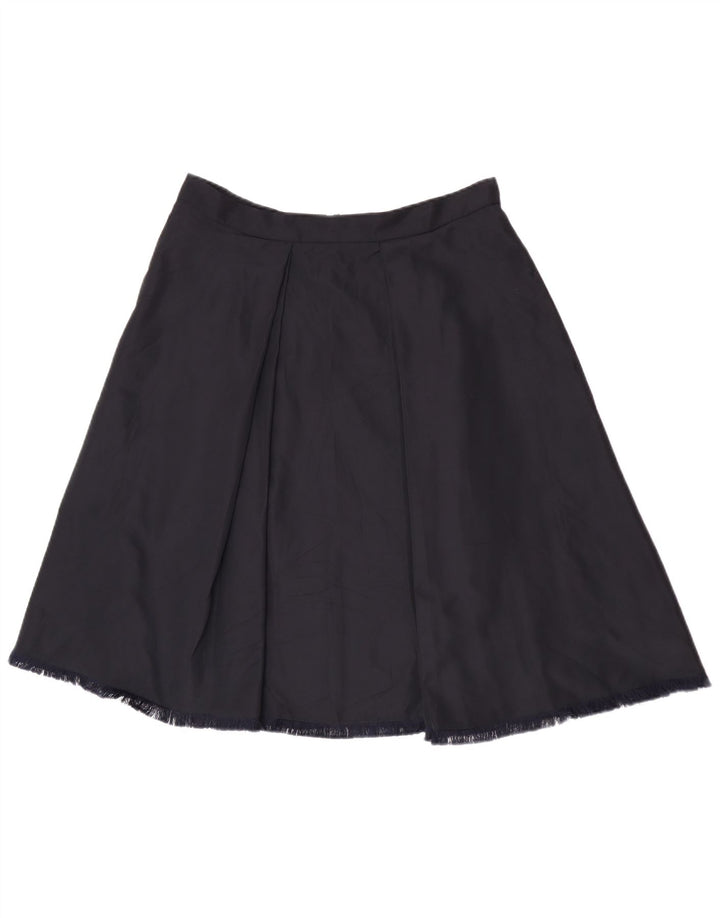 Max Mara Womens High Waist A-Line Skirt UK 18 XL W32 Navy Blue Polyester