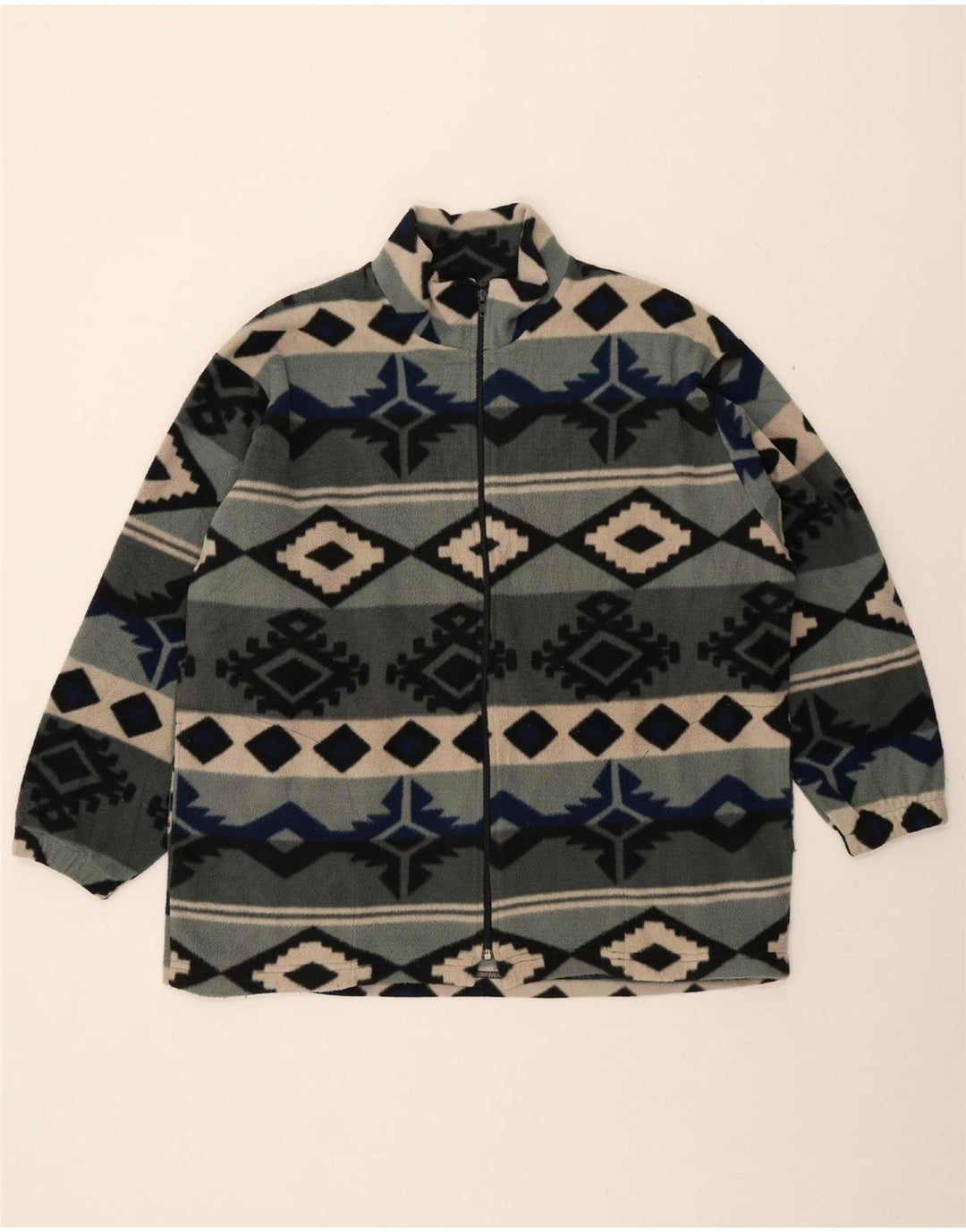 VINTAGE Mens Fleece Jacket UK 42 XL Grey Fair Isle