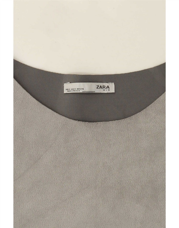 Zara Womens Blouse Top UK 10 Small Grey Colourblock