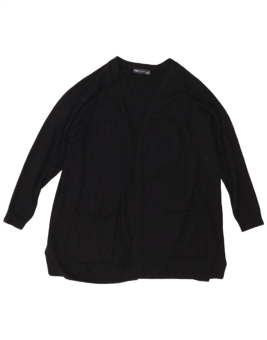 Marks & Spencer Womens Open Cardigan Sweater UK 18 XL Black Viscose