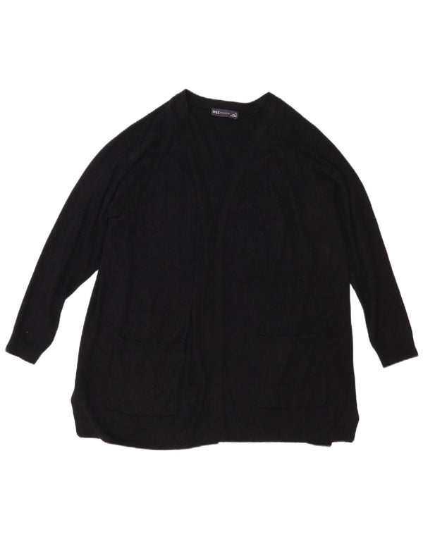 Marks & Spencer Womens Open Cardigan Sweater UK 18 XL Black Viscose