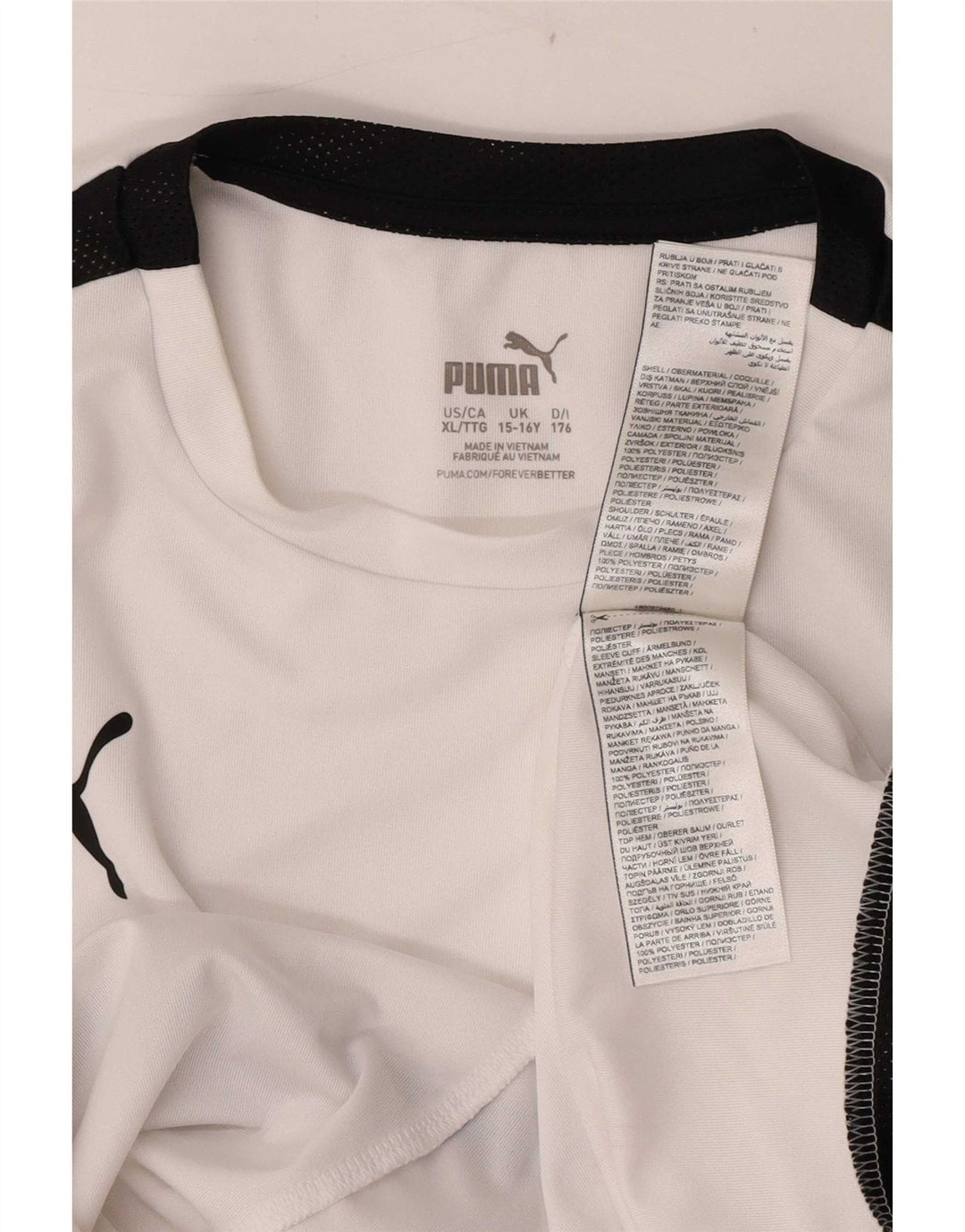 Puma Boys T-Shirt Top 15-16 Years White Colourblock Polyester