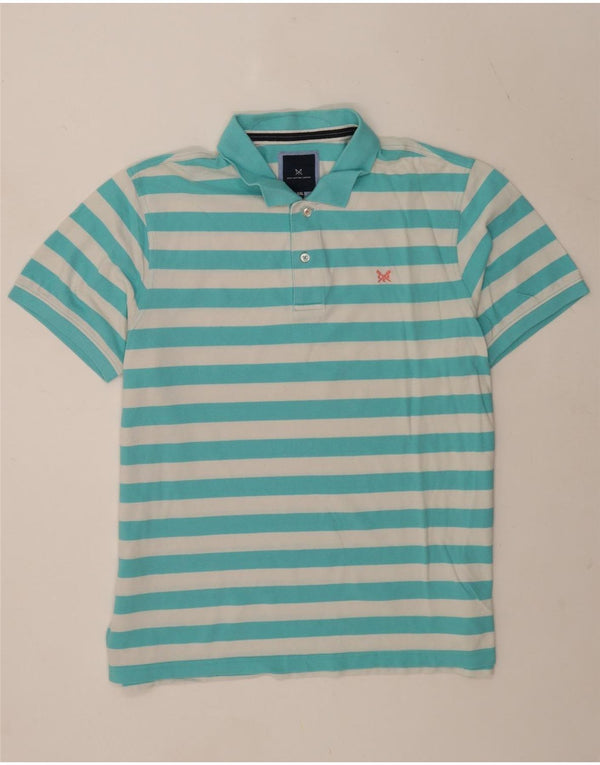 Crew Clothing Mens Polo Shirt 2XL Turquoise Striped Cotton