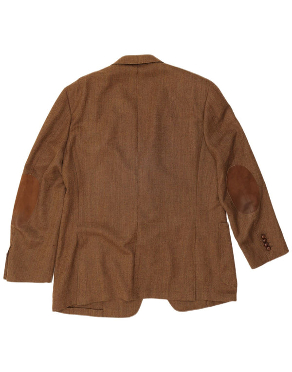 Canali Mens 3 Button Blazer Jacket IT 54 2XL Brown Virgin Wool