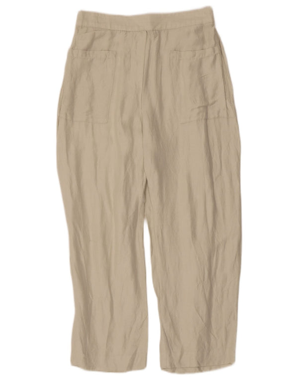 Zara Womens Wide Leg Capri Trousers Small W26 L22 Beige Viscose