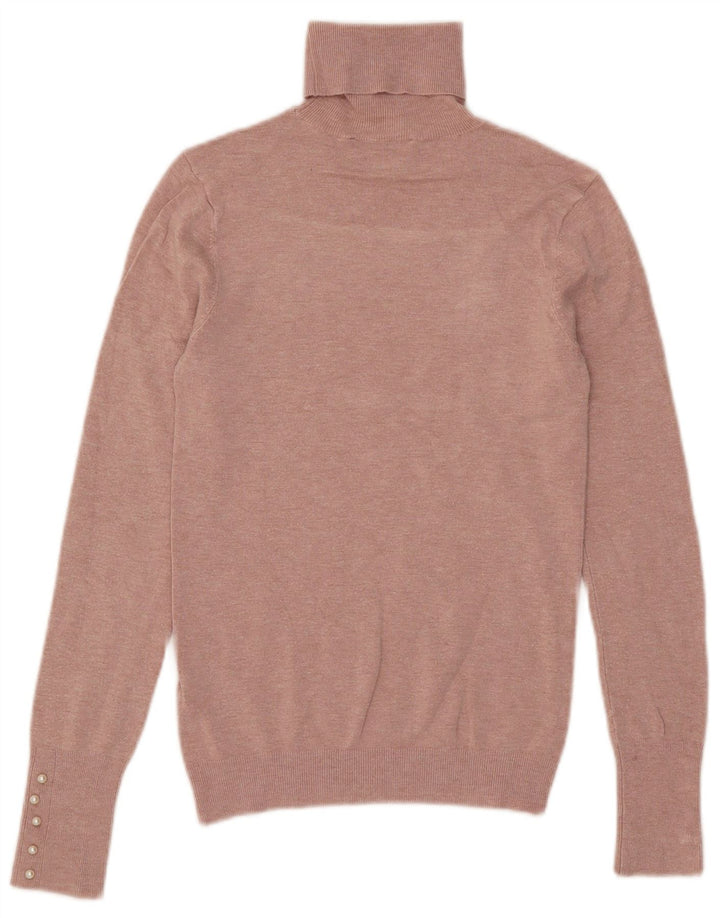 Zara Womens Roll Neck Jumper Sweater UK 14 Medium Pink Flecked Viscose