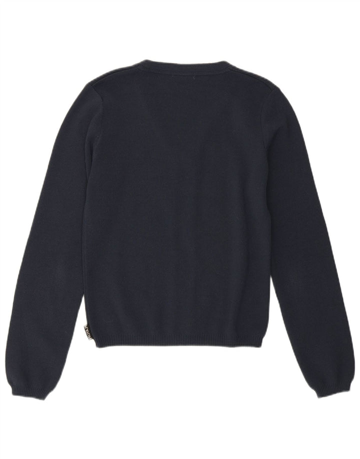 Playlife Womens Crop Cardigan Sweater UK 12 Medium Navy Blue Polyamide