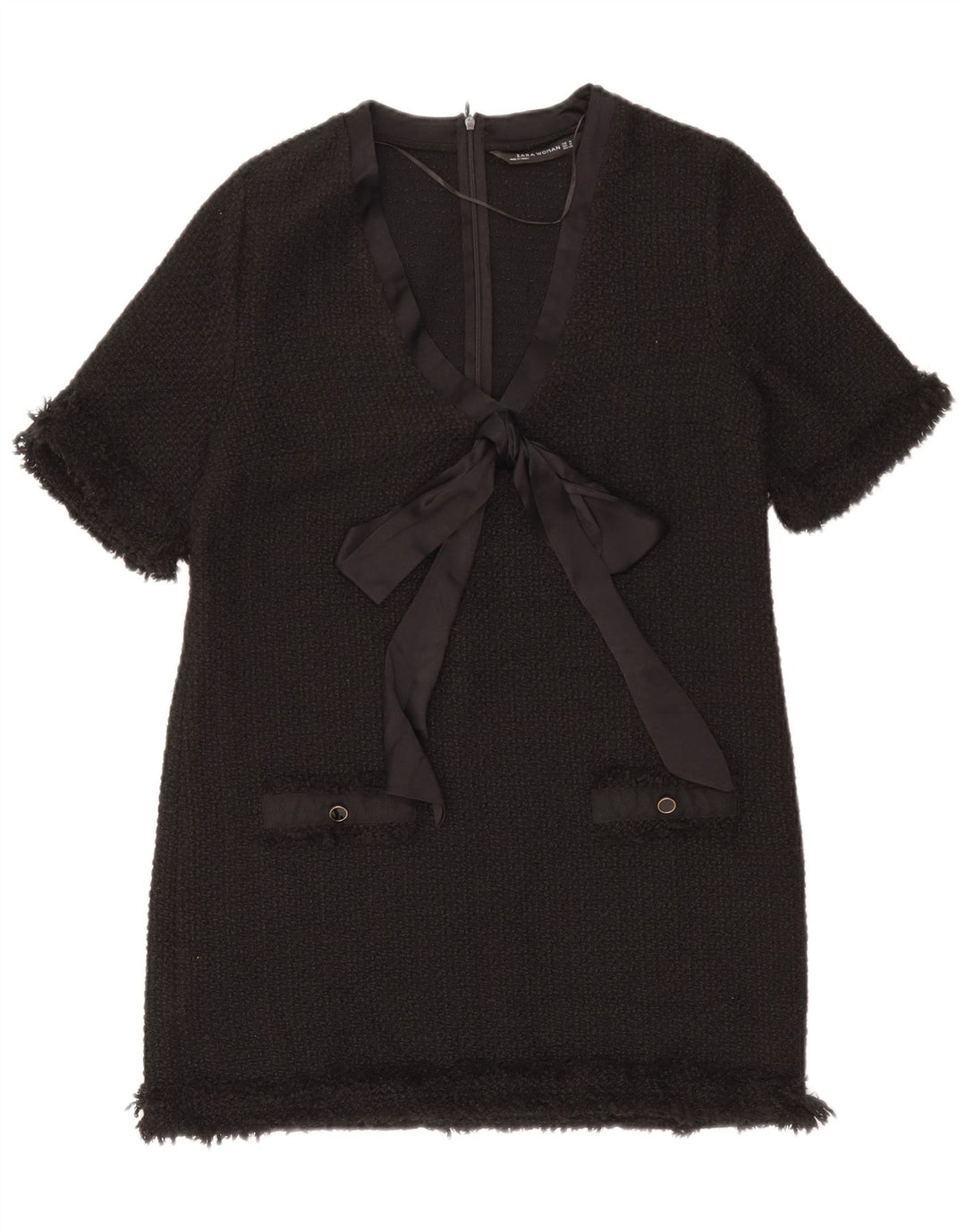 Zara Womens Shift Dress UK 12 Medium Black Acrylic