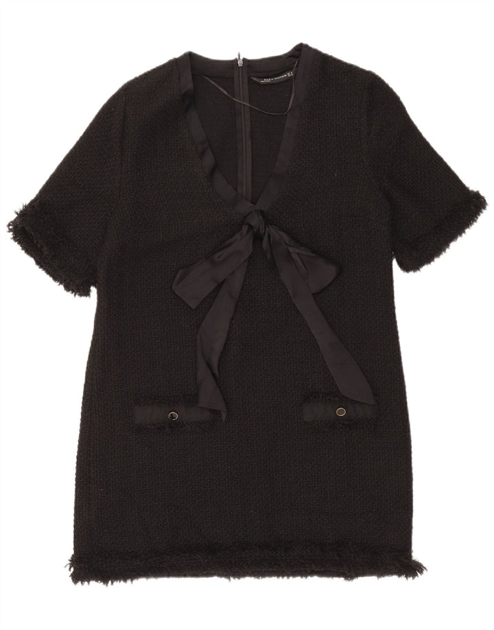 Zara Womens Shift Dress UK 12 Medium Black Acrylic