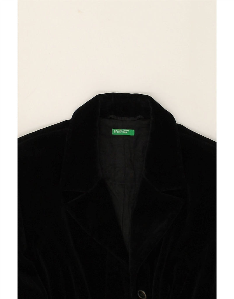 BENETTON Womens Overcoat IT 42 Medium Black Cotton | Vintage Benetton | Thrift | Second-Hand Benetton | Used Clothing | Messina Hembry 