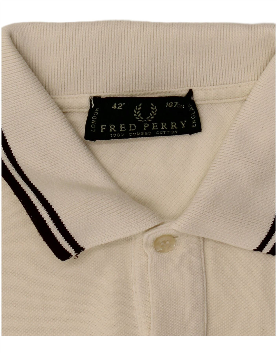 Fred Perry Mens Polo Shirt Medium White Cotton