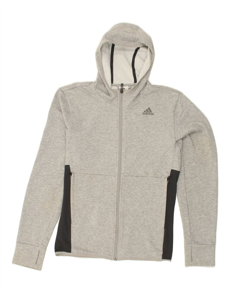 ADIDAS Mens Zip Hoodie Sweater Small Grey Colourblock Vintage Adidas and Second-Hand Adidas from Messina Hembry 