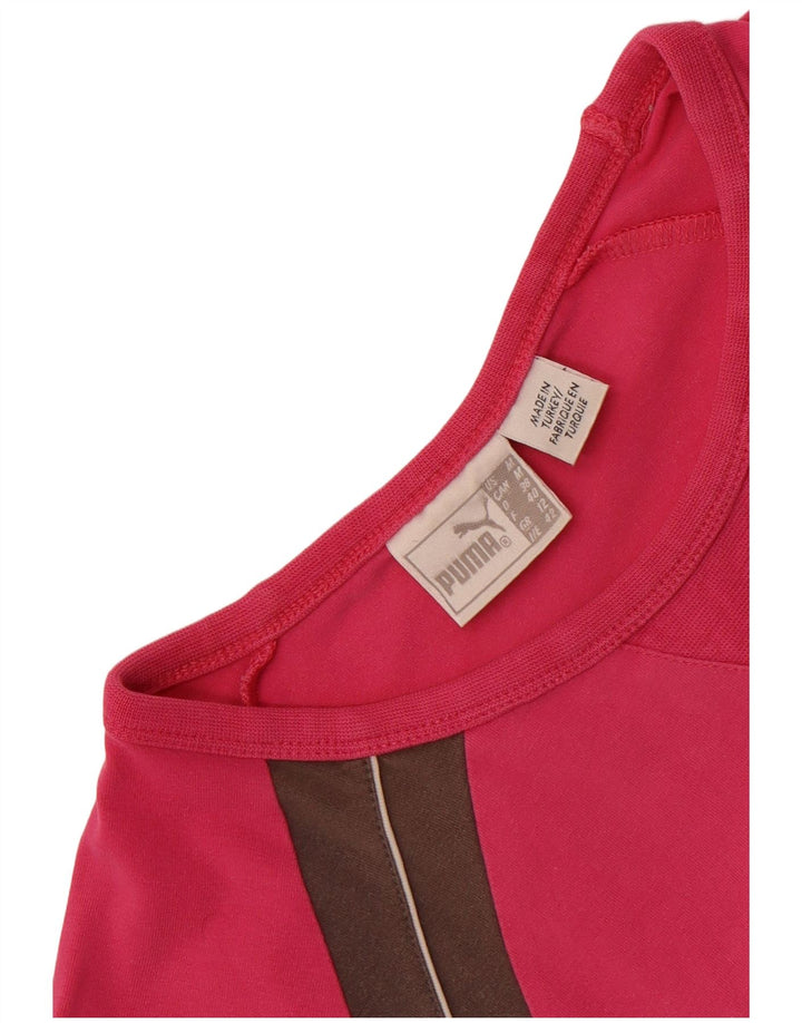 Puma Womens Graphic T-Shirt Top UK 12 Medium Pink Colourblock