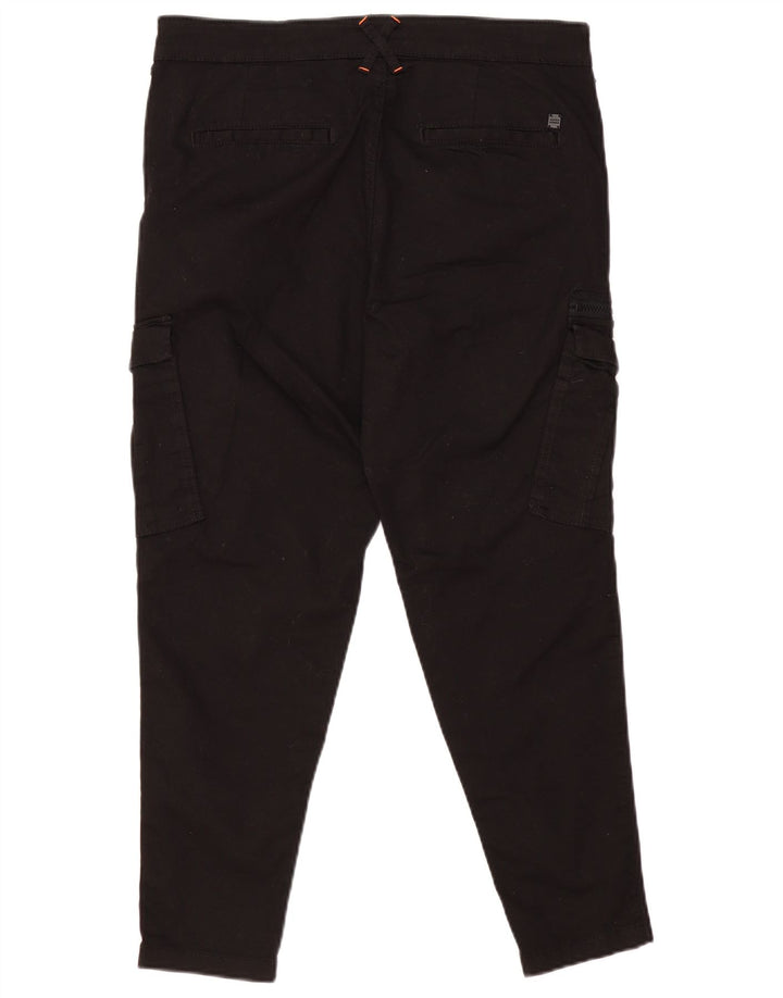 JACK & JONES Mens Cargo Cropped Trousers W34 L26 Black Cotton