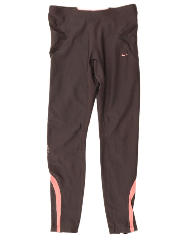 Nike Womens Dri Fit Leggings UK 10/12 Medium Grey Colourblock