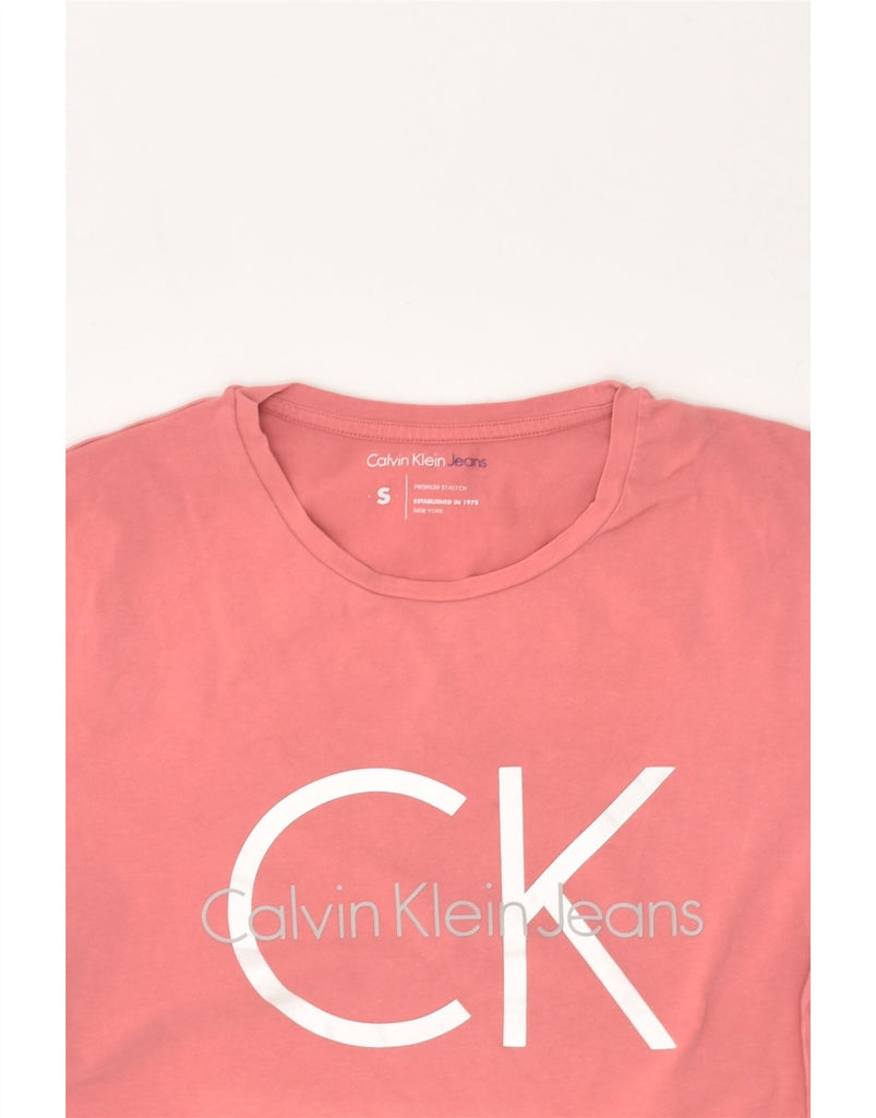 CALVIN KLEIN Womens Graphic T-Shirt Top UK 10 Small Pink Cotton | Vintage Calvin Klein | Thrift | Second-Hand Calvin Klein | Used Clothing | Messina Hembry 