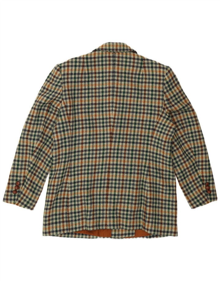 Vintage Womens Double Breasted Blazer Jacket UK 16 Large Green Houndstooth